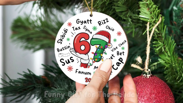Amazon.com: 67 Meme Funny Christmas Ornaments 2025, 6 7 Ornament
